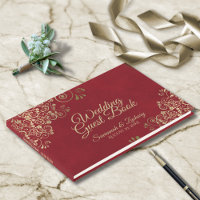 Gold Frills on Lush Marbled Red Elegant Wedding