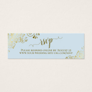 Gold Frills Powder Blue Wedding RSVP Online Card