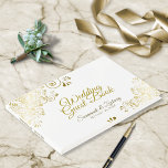Gold Frilly Filigree Elegant Wedding Guest Book<br><div class="desc">This elegant guest book will serve as a special memento of your wedding day. Designed to coordinate with our Gold Foil Elegant Wedding Suite,  it features frilly and ornate faux foil gold filigree with chic script lettering.</div>
