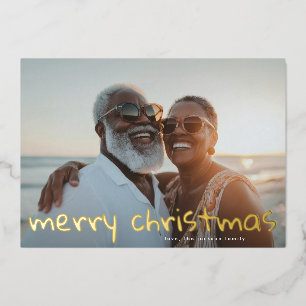 Gold Fun Merry Christmas Family Photo