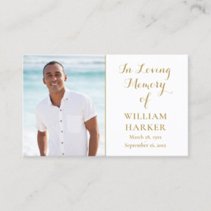 Gold Funeral Memorial Prayer Poem Photo Cards