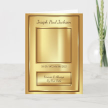 Gold Funeral Obituary Folded Program