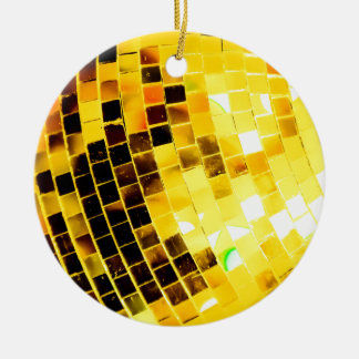 Gold Funky Disco Ball Ceramic Tree Decoration