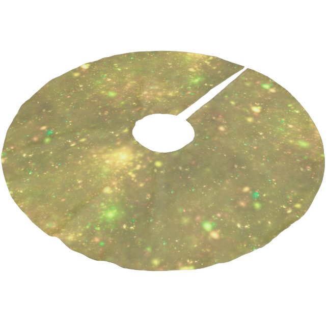 Gold Galactic Glitter Print Brushed Polyester Tree Skirt (Angled)