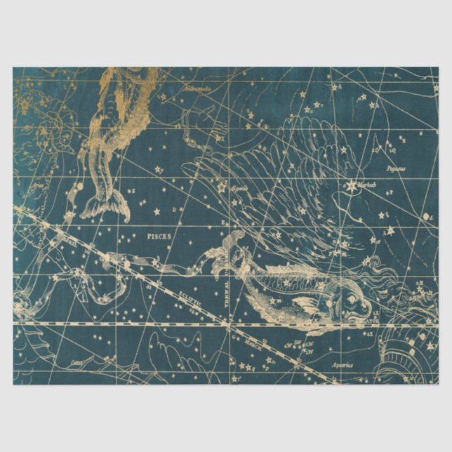Gold Galaxy Star Map Series Design 4 Tissue Paper (Front)