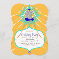 Gold Ganesh Birthday 5" x 7" invitation card-