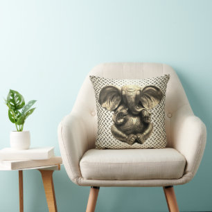 Gold ganesh throw pillow