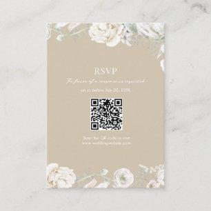 Gold Garden Floral QR Code Wedding RSVP  Enclosure Card