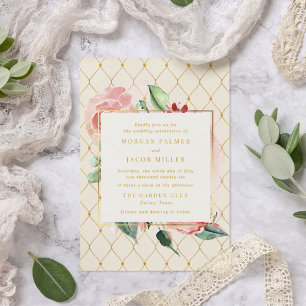 Gold Garden Floral Wedding Invitation