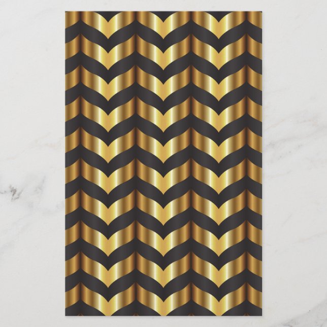 gold gatsby chevron stationery (Front)