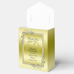 Gold Gem & Glitter 50th Golden Birthday Party  Favour Box