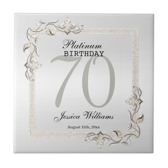 Gold Gem & Glitter 50th Golden Wedding Anniversary Tile (Front)