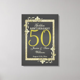 Gold Gem & Glitter 50th Golden Wedding  Canvas Print