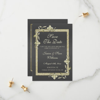 Gold Gem & Glitter 50th Golden Wedding Save The Date