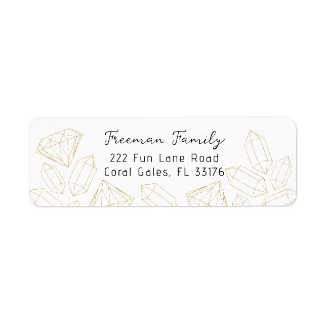 Gold Gem Glitter Return Address Label (Front)