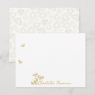 Gold Gem Personalised Script Note Cards