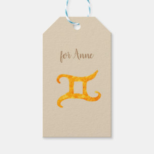 Gold Gemini Astrology Sign Gift Tags