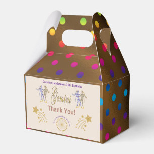 Gold Gemini Zodiac multicolored confetti Favour Box