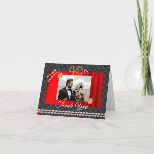 Gold & Gems 40th Wedding Anniversary Thank You Card