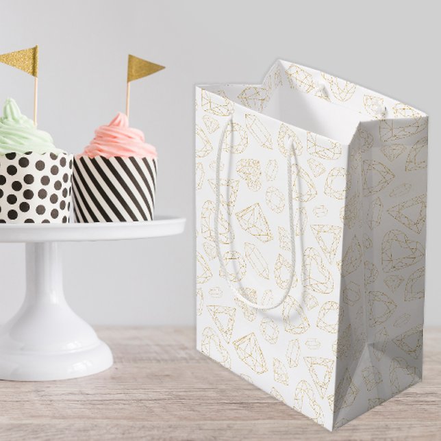 Gold Gemstone Glam Birthday Gift Bag (gold glitter gem gift bag )