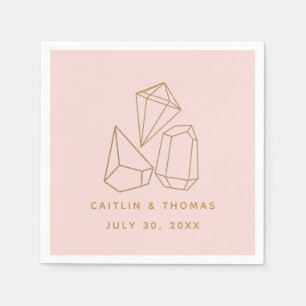 Gold Gemstones Blush Pink Wedding Custom Napkins