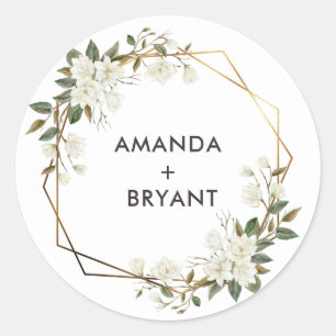 Gold Geo Frame Magnolia Flower Sticker