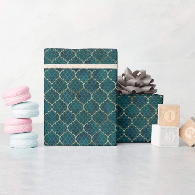 Gold Geometric Arabesque  Wrapping Paper (Baby Shower)