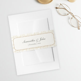 Gold Geometric Arch and Ivory Modern Wedding Invitation Belly Band