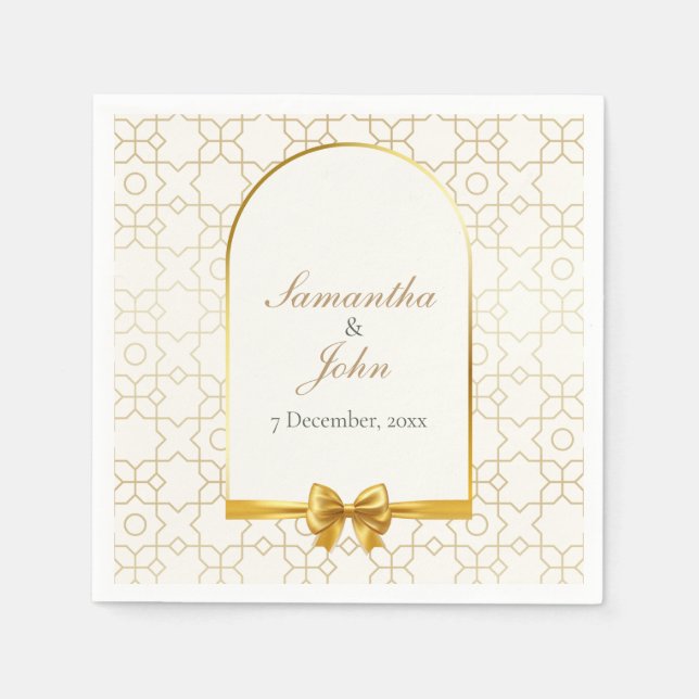 Gold Geometric Arch Art Deco Wedding Paper Napkins (Front)