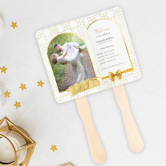 Gold Geometric Arch Wedding Ceremony Fan Program