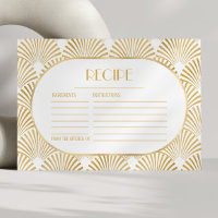Gold Geometric Art Deco Bridal Shower Recipe Card