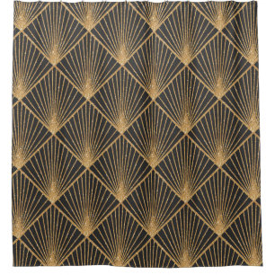 Gold Geometric Art Deco Pattern. Shower Curtain