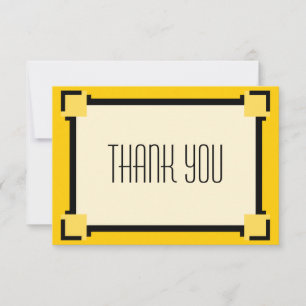 Gold Geometric Art Deco Thank You Card