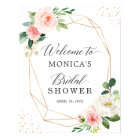 Gold Geometric Blush Floral Bridal Shower Sign
