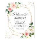Gold Geometric Blush Floral Bridal Shower Sign