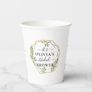 Gold Geometric Bridal Shower Paper Cups