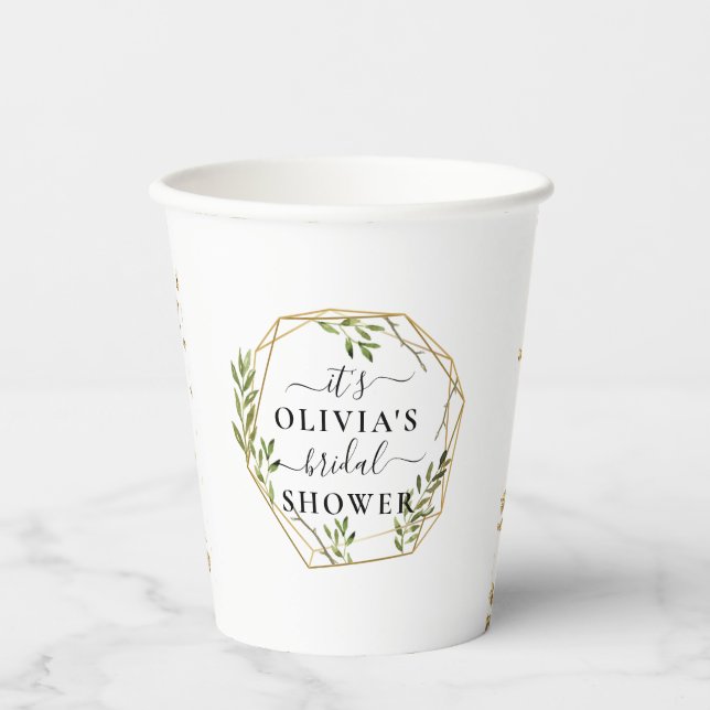 Gold Geometric Bridal Shower Paper Cups (Front)