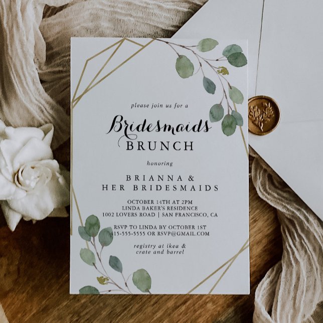 Gold Geometric Bridesmaids Brunch Shower Invitation (Creator Uploaded)