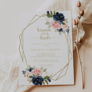 Gold Geometric Brunch with the Bride Shower Invitation