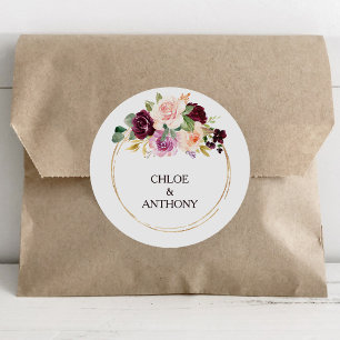 Gold Geometric Burgundy Wedding Envelope Seals