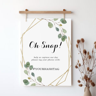 Gold Geometric Calligraphy Wedding Oh Snap Sign