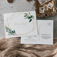 Gold Geometric Chic Eucalyptus Menu Choice RSVP