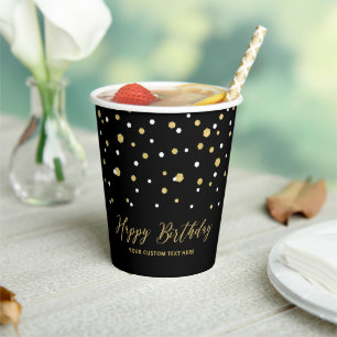 Gold Geometric Confetti Adult Birthday Party  Pape Paper Cups