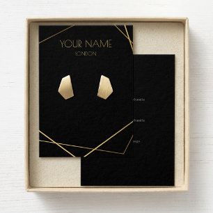 Gold geometric display card with social icons