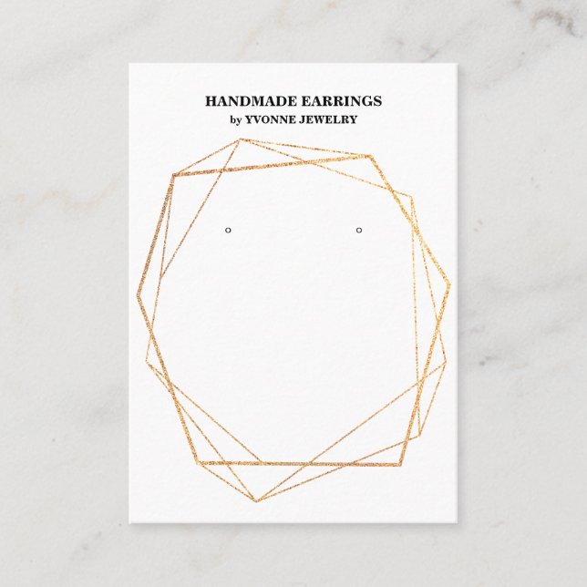 Gold Geometric Earring Display  Business Card (Front)