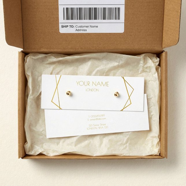 Gold geometric earring display card (Luxury gold geometric earring display card.)
