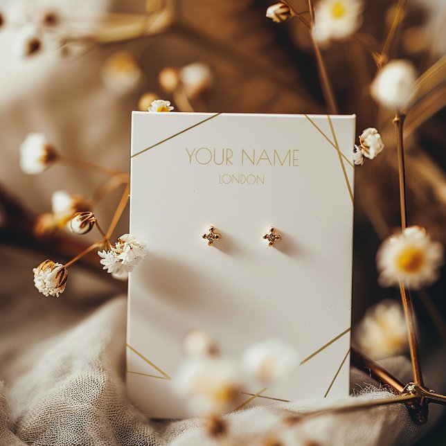 Gold geometric earring display social icons card (Simple and modern earring display holder space on the back for your social media icons)