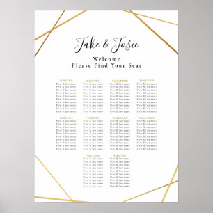 Gold geometric Elegant Wedding Seating Chart