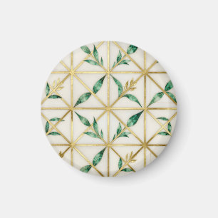 Gold Geometric Emerald Leaf Luxury Pattern Magnet
