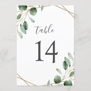 Gold Geometric Eucalyptus Greenery Table Numbers